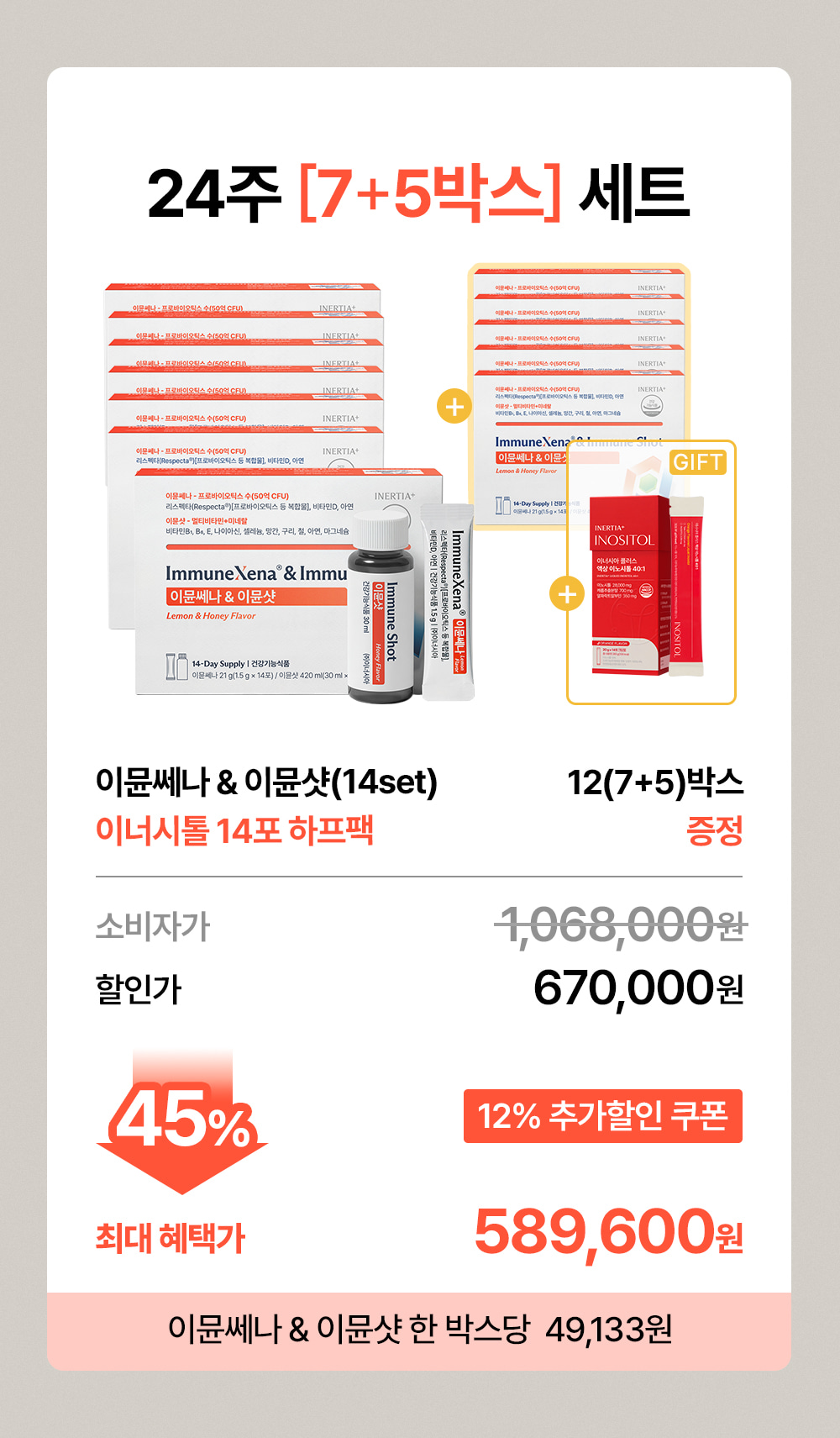 질유산균 & 멀티비타민 올인원 여성 영양제 7+5세트