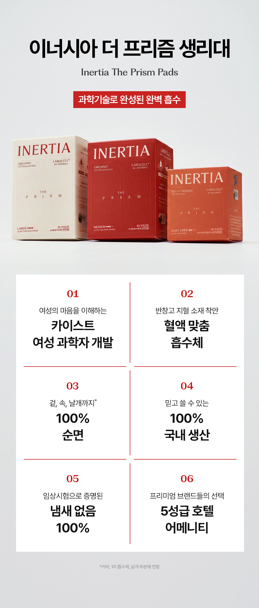 [5900만장 완판] 더 프리즘 유기농 순면커버 생리대