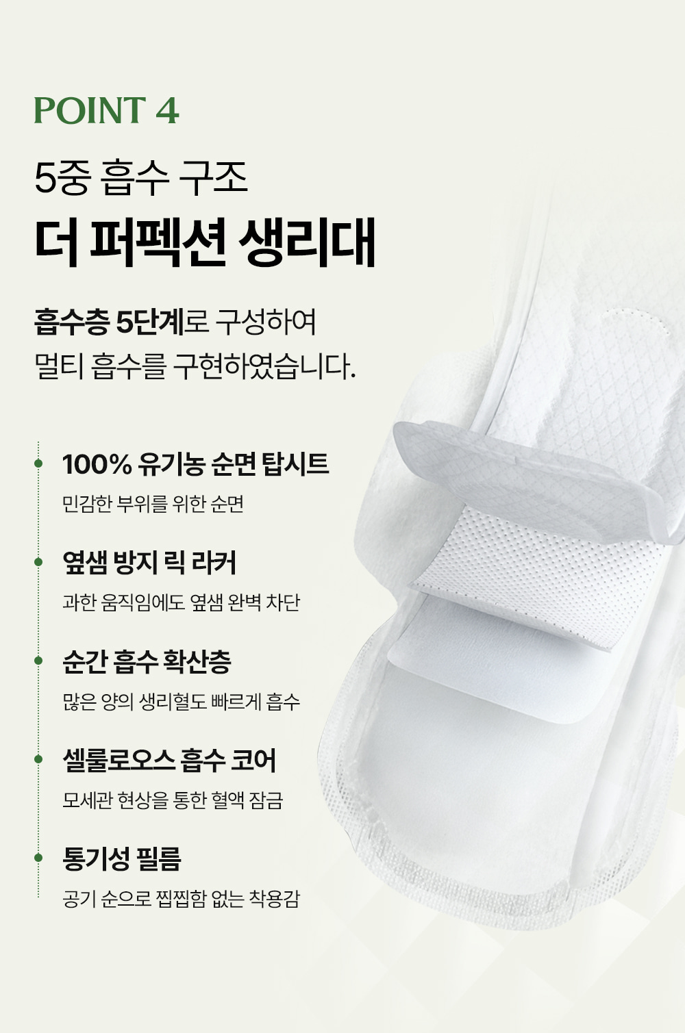 [5900만장 완판] 더 퍼펙션 유기농 순면커버 생리대 4팩